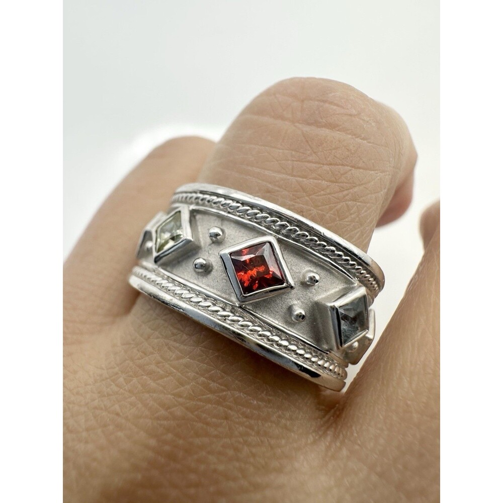 Sterling Silver 925 Multi Stone Ring Daniel Steiger Amora Size 8